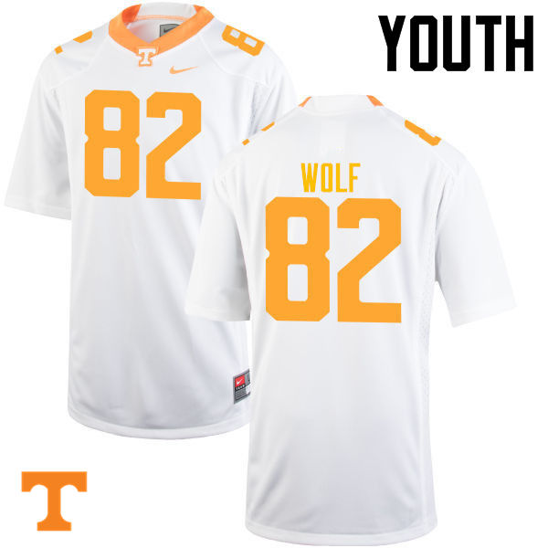 Youth #82 Ethan Wolf Tennessee Volunteers College Football Jerseys-White - Click Image to Close